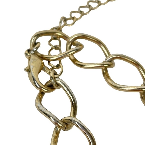 NATASHA Gold Tone Chunky Chain Link Collar Necklace fashion trendy - Picture 4 of 4